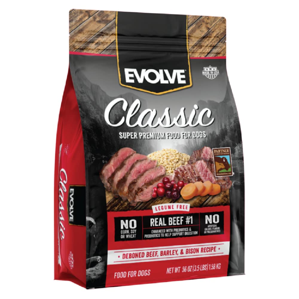 Evolve Pet Food Classics Deboned Beef Barley and Bison Recipe Dog Food 3.5-pounds