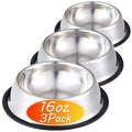 Stainless Steel Dog Bowl with Rubber Base for Food and Water Pet Food Container Perfect Choice for Small/Medium Dogs or Cats (3 Pack)
