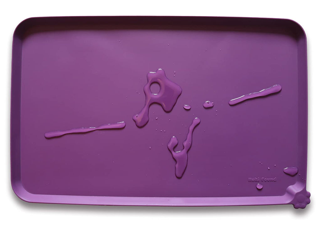 Hoki Found Silicone Pet Food Mats Tray - Non Slip Pet Dog Cat Bowl Mats Placemat - FDA Grade Dog Pet Cat Feeding Mat - Waterproof Dog Cat Food Mats -Pet Water Mats for CarpetEggplant Purple